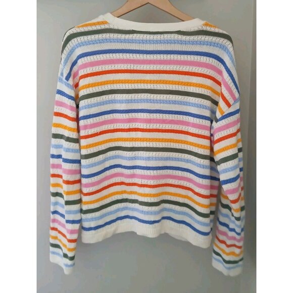 Talbots Multi Stripe V Neck Cardigan Sweater - Picture 6 of 9